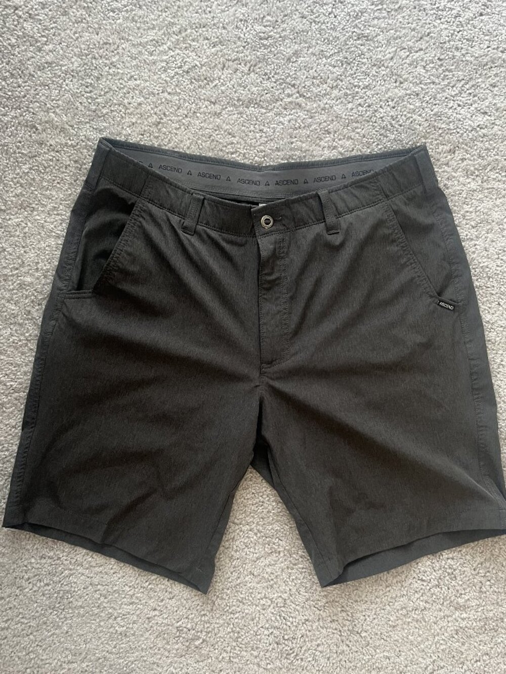 Ascend Men's Technical Shorts, Gray Color, Size 38 in Waist, 10 in Inseam